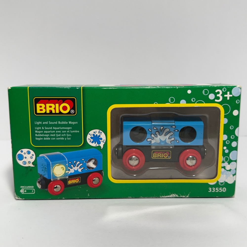 Brio Light and Sound Bubble Wagon 33550 Wooden Railway Train Car Blue New